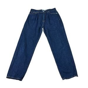 OFFICINE GENERALE Dark Blue Pleated Straight Leg Denim Jeans Size 28 Naomi